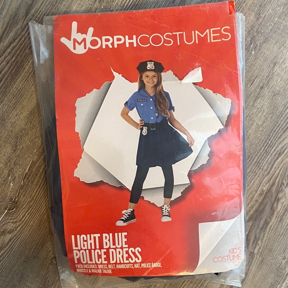 NWT Girls L Police Costume w/ Hat & Whistle